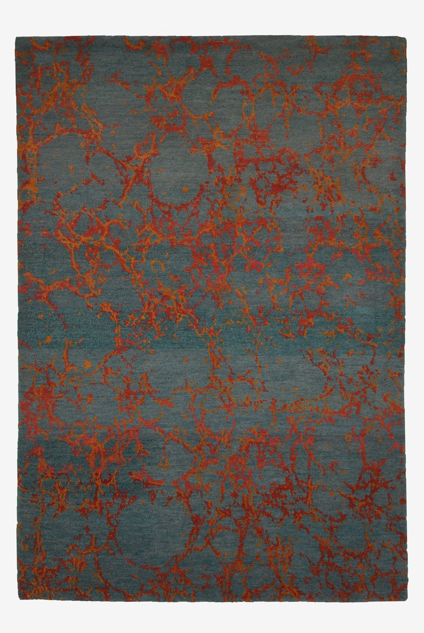 Hafiz 48455 - Blau, orange - 143 x 202 cm