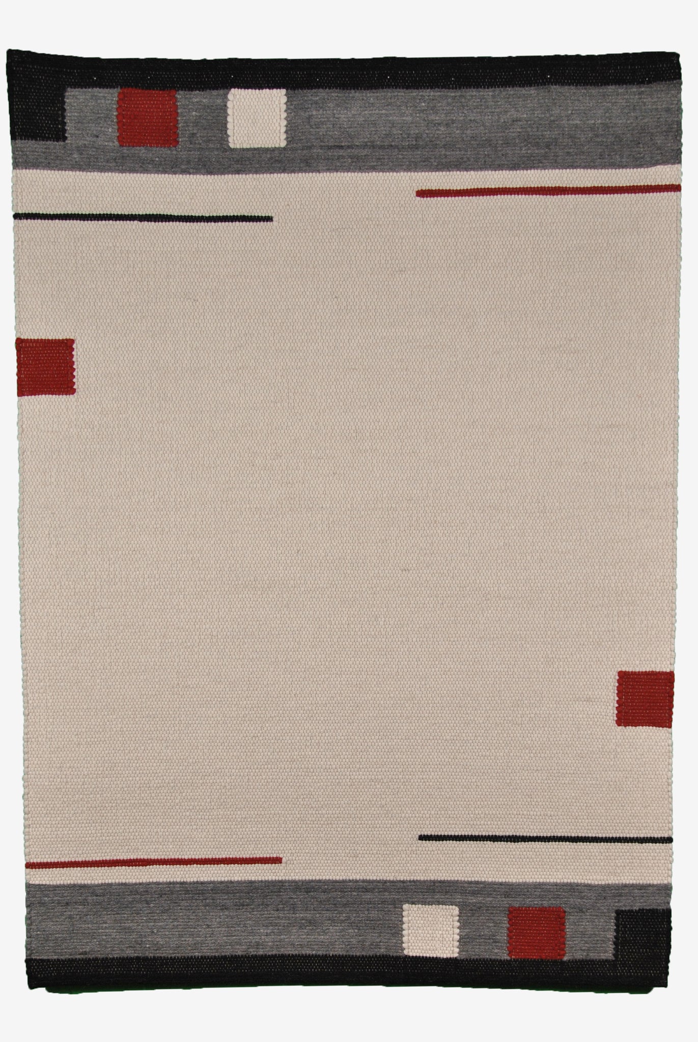 Handwebteppich Toskana 156/1 - Beige, grau, rot - 140 x 200 cm