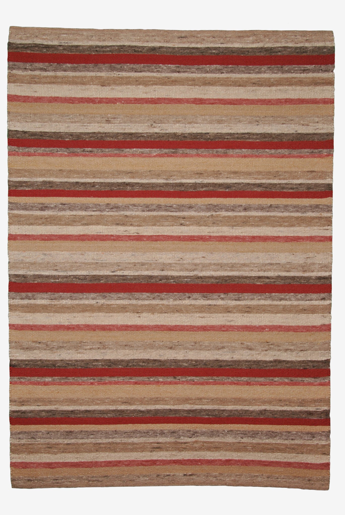 Handwebteppich Dornbirn 150/9 - Natur, beige, rot - 170 x 240 cm